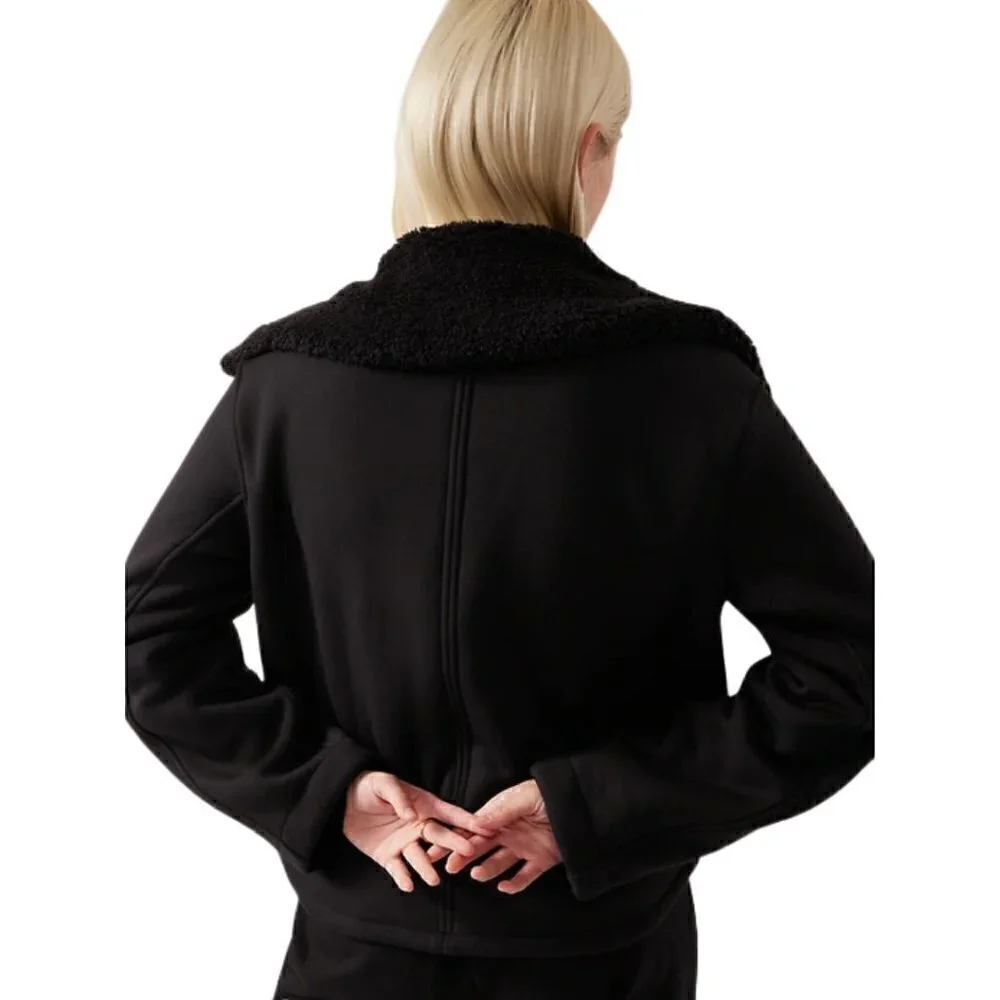 Athleta NWT Westbound Sherpa Jacket Black L Oversized Giftable Winter Cozy Plush